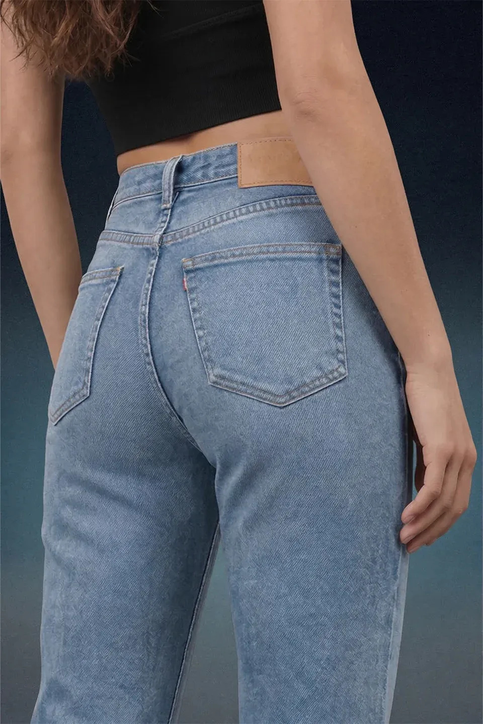 womens-Light Blue Mid Rise Straight Women Jeans