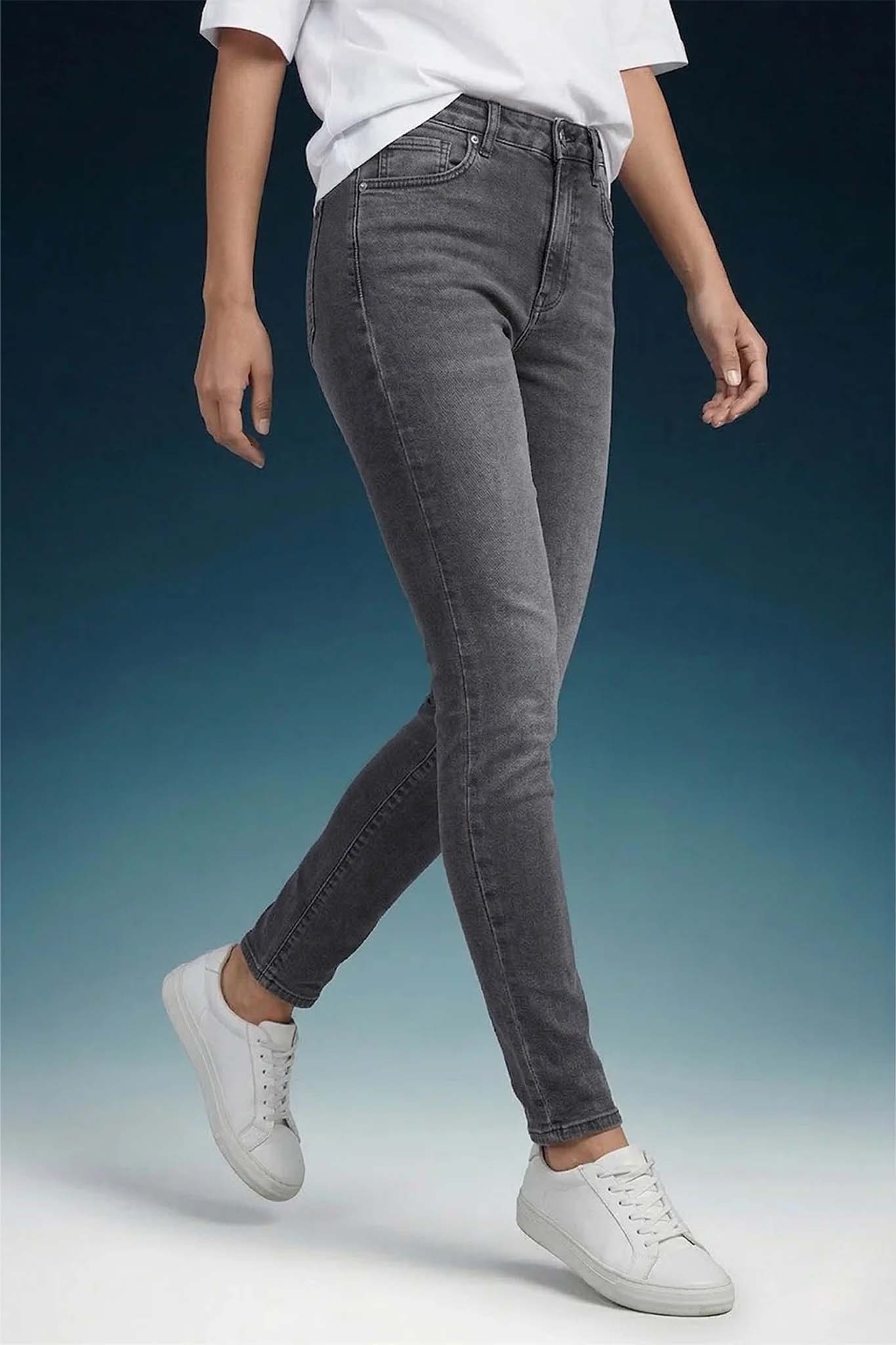 Womens-Grey High Rise Skinny  Jeans