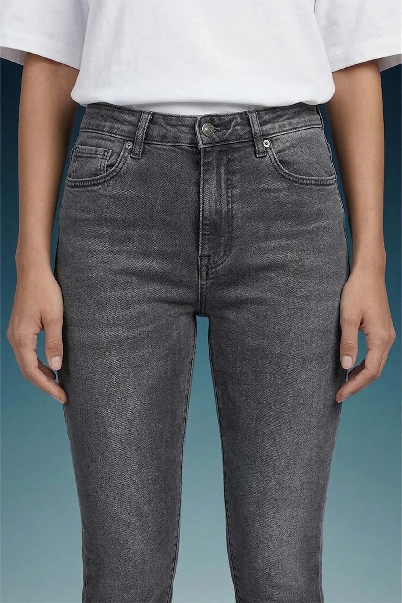 Womens-Grey High Rise Skinny  Jeans